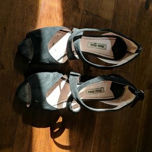 Miu Miu Platform Heels, EU 38, Jeweled, Black